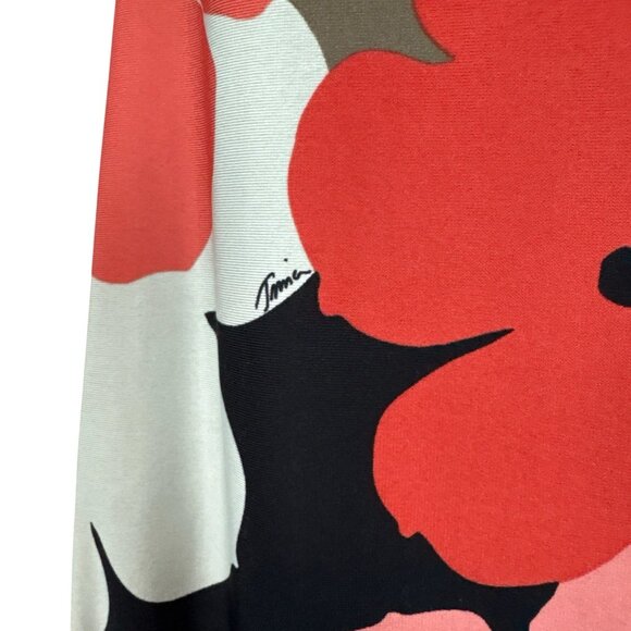 Trina Turk 60s Mod Floral Print Boat Neck Stretch Dress Black Peach Aqua Size 2 - Picture 4 of 9
